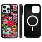 Custodia magnetica per telefono con specchio e motivo floreale., For iPhone 16, For iPhone 15 Pro Max, For iPhone 15 Pro