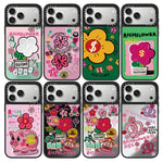 Custodia magnetica per telefono con specchio e motivo floreale., For iPhone 16, For iPhone 15 Pro Max, For iPhone 15 Pro