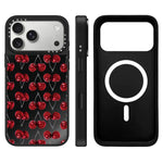Custodia magnetica con specchio e pulsante di controllo della fotocamera con motivo leopardo e ciliegie., For iPhone 17 Pro Max, For iPhone 17 Pro, For iPhone 17