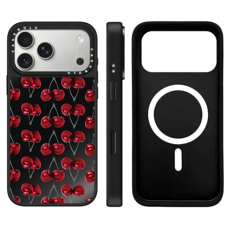 Custodia magnetica con specchio e pulsante di controllo della fotocamera con motivo leopardo e ciliegie., For iPhone 17 Pro Max, For iPhone 17 Pro, For iPhone 17