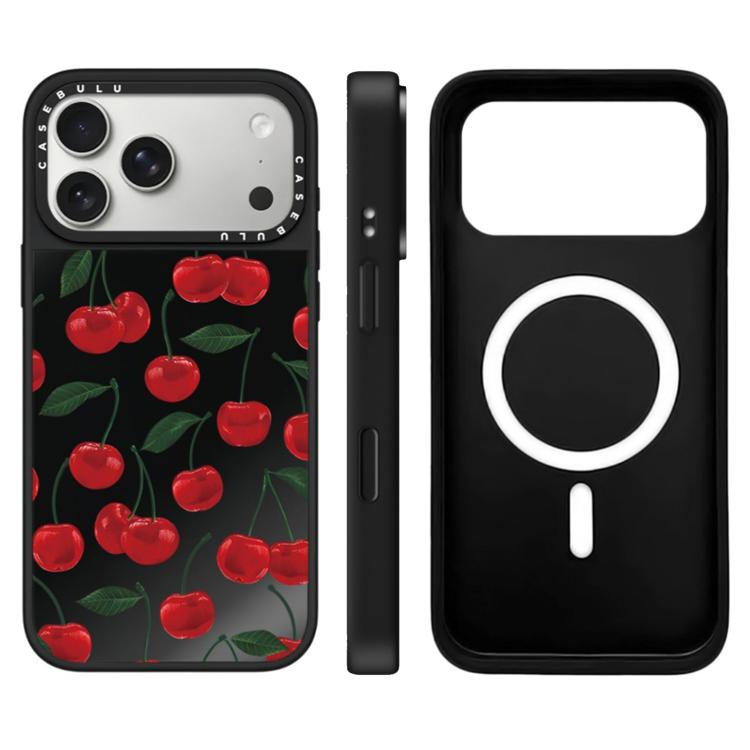 Custodia magnetica con specchio e pulsante di controllo della fotocamera con motivo leopardo e ciliegie., For iPhone 17 Pro Max, For iPhone 17 Pro, For iPhone 17