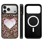 Custodia magnetica con specchio e pulsante di controllo della fotocamera con motivo leopardo e ciliegie., For iPhone 17 Pro Max, For iPhone 17 Pro, For iPhone 17