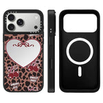 Custodia magnetica con specchio e pulsante di controllo della fotocamera con motivo leopardo e ciliegie., For iPhone 17 Pro Max, For iPhone 17 Pro, For iPhone 17