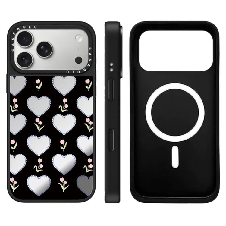 Custodia magnetica con specchio e pulsante di controllo della fotocamera con motivo leopardo e ciliegie., For iPhone 17 Pro Max, For iPhone 17 Pro, For iPhone 17