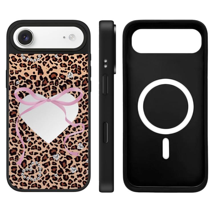 Custodia magnetica con specchio e pulsante di controllo della fotocamera con motivo leopardo e ciliegie., For iPhone Air