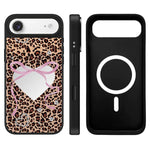 Custodia magnetica con specchio e pulsante di controllo della fotocamera con motivo leopardo e ciliegie., For iPhone Air