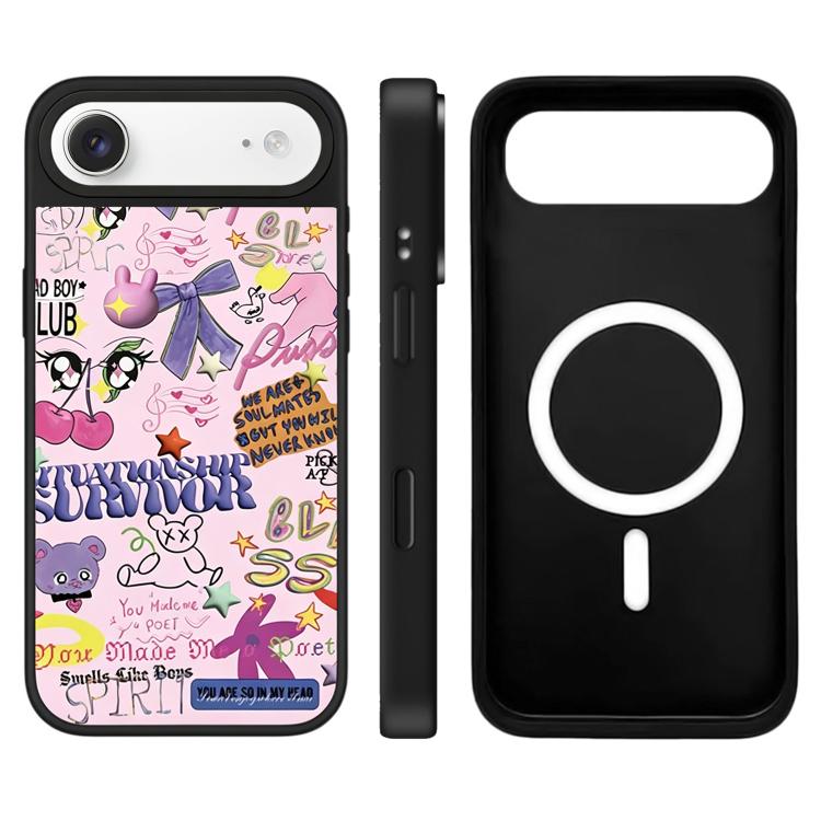 Custodia magnetica con specchio e pulsante di controllo della fotocamera con motivo leopardo e ciliegie., For iPhone Air