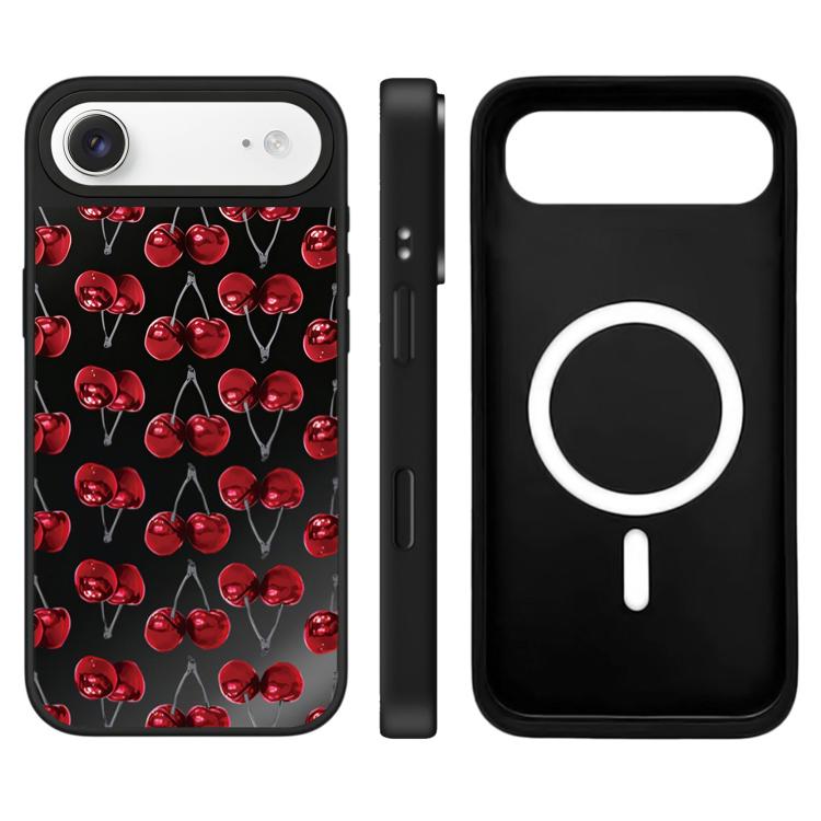 Custodia magnetica con specchio e pulsante di controllo della fotocamera con motivo leopardo e ciliegie., For iPhone Air