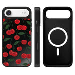 Custodia magnetica con specchio e pulsante di controllo della fotocamera con motivo leopardo e ciliegie., For iPhone Air