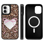 Custodia magnetica per telefono con specchio a specchio con motivo leopardato e ciliegie., For iPhone 16 Pro Max, For iPhone 16 Pro, For iPhone 16 Plus