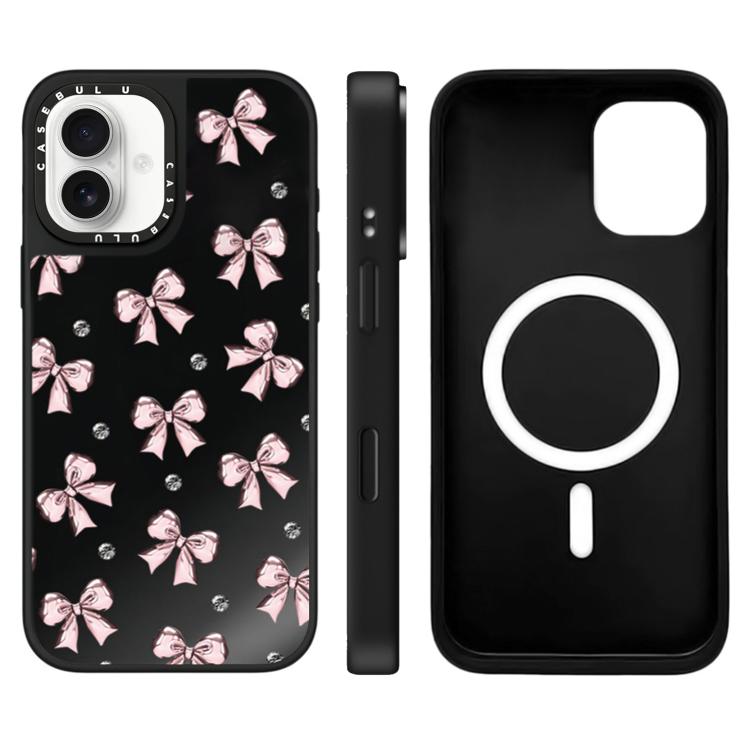Custodia magnetica per telefono con specchio a specchio con motivo leopardato e ciliegie., For iPhone 16 Pro Max, For iPhone 16 Pro, For iPhone 16 Plus