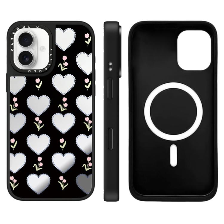 Custodia magnetica per telefono con specchio a specchio con motivo leopardato e ciliegie., For iPhone 16, For iPhone 15 Pro Max, For iPhone 15 Pro