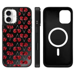 Custodia magnetica per telefono con specchio a specchio con motivo leopardato e ciliegie., For iPhone 16, For iPhone 15 Pro Max, For iPhone 15 Pro