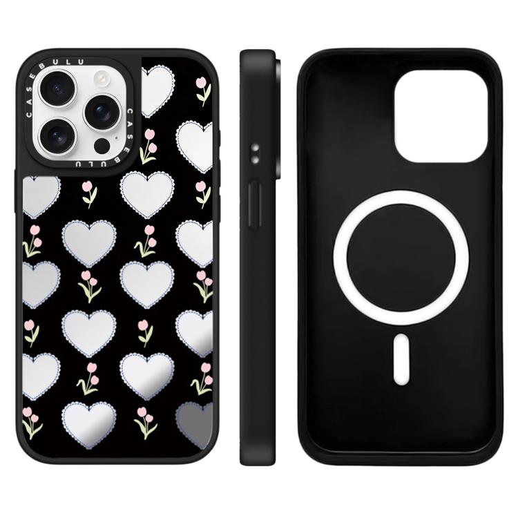Custodia magnetica per telefono con specchio a specchio con motivo leopardato e ciliegie., For iPhone 16, For iPhone 15 Pro Max, For iPhone 15 Pro