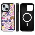 Custodia magnetica per telefono con specchio a specchio con motivo leopardato e ciliegie., For iPhone 15 Plus, For iPhone 15