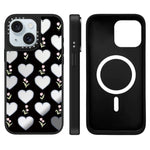 Custodia magnetica per telefono con specchio a specchio con motivo leopardato e ciliegie., For iPhone 15 Plus, For iPhone 15