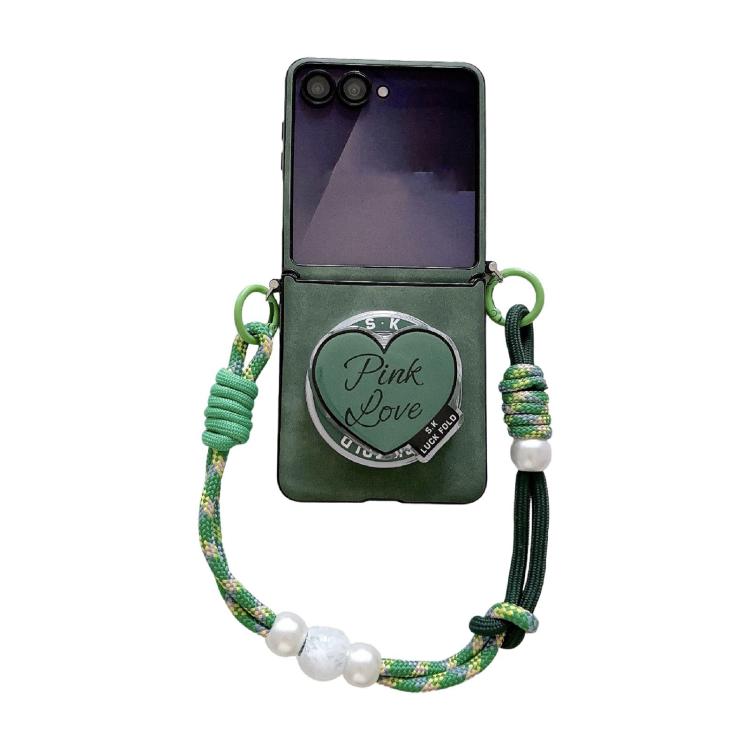 Custodia per telefono antiurto in ecopelle vegana con fibbia laterale magnetica e cinturino da polso., For Galaxy Z Flip6 / 7 FE, For Galaxy Z Flip7 5G, For Galaxy Z Flip5