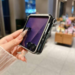 Custodia per telefono antiurto in ecopelle vegana con fibbia laterale magnetica e cinturino da polso., For Galaxy Z Flip6 / 7 FE, For Galaxy Z Flip7 5G, For Galaxy Z Flip5