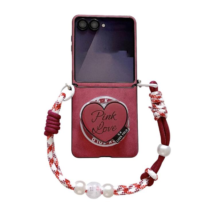 Custodia per telefono antiurto in ecopelle vegana con fibbia laterale magnetica e cinturino da polso., For Galaxy Z Flip6 / 7 FE, For Galaxy Z Flip7 5G, For Galaxy Z Flip5