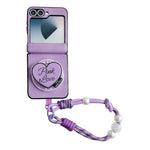 Custodia per telefono antiurto con chiusura magnetica a doppio asse in ecopelle vegana e cinturino da polso., For Galaxy Z Flip6 / 7 FE, For Galaxy Z Flip7 5G, For Galaxy Z Flip5