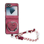 Custodia per telefono antiurto con chiusura magnetica a doppio asse in ecopelle vegana e cinturino da polso., For Galaxy Z Flip6 / 7 FE, For Galaxy Z Flip7 5G, For Galaxy Z Flip5