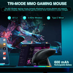Mouse da gioco wireless SOLA SM820 Tri-Mode da 22000 DPI e 1000 Hz con base di ricarica RGB.