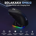Mouse da gioco wireless SOLA SM822 Tri-Mode da 24000 DPI a 1000 Hz con base di ricarica RGB.
