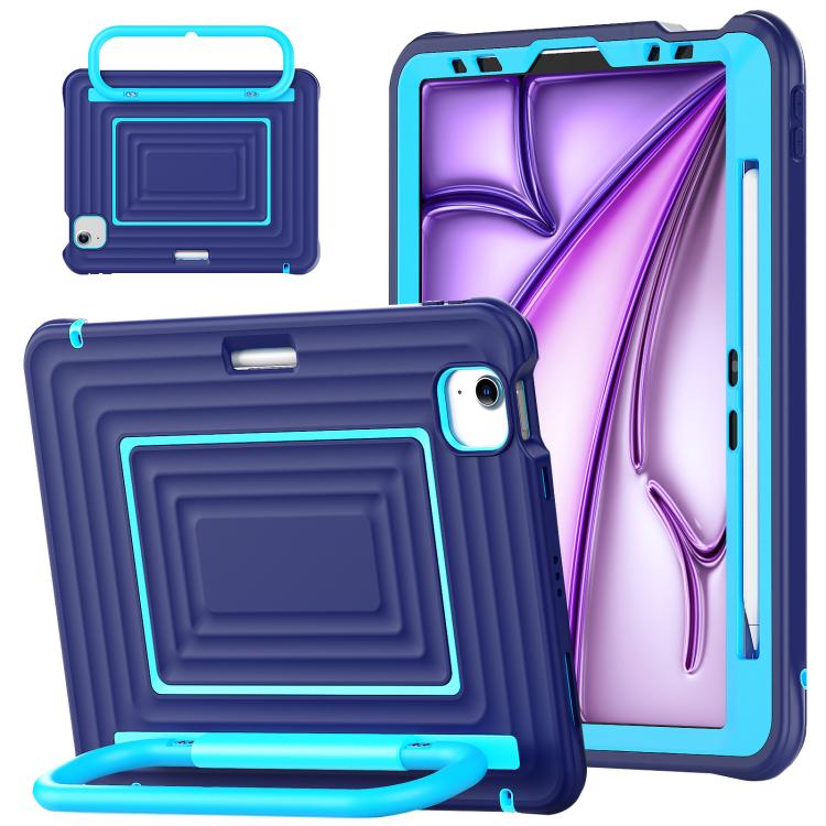 Custodia ibrida in silicone ondulato per PC e tablet con maniglia e tracolla, For iPad Air 11 2026 / 2025 / 2024, For iPad mini 2024 / mini 6