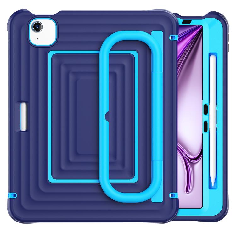 Custodia ibrida in silicone ondulato per PC e tablet con maniglia e tracolla, For iPad Air 11 2026 / 2025 / 2024, For iPad mini 2024 / mini 6