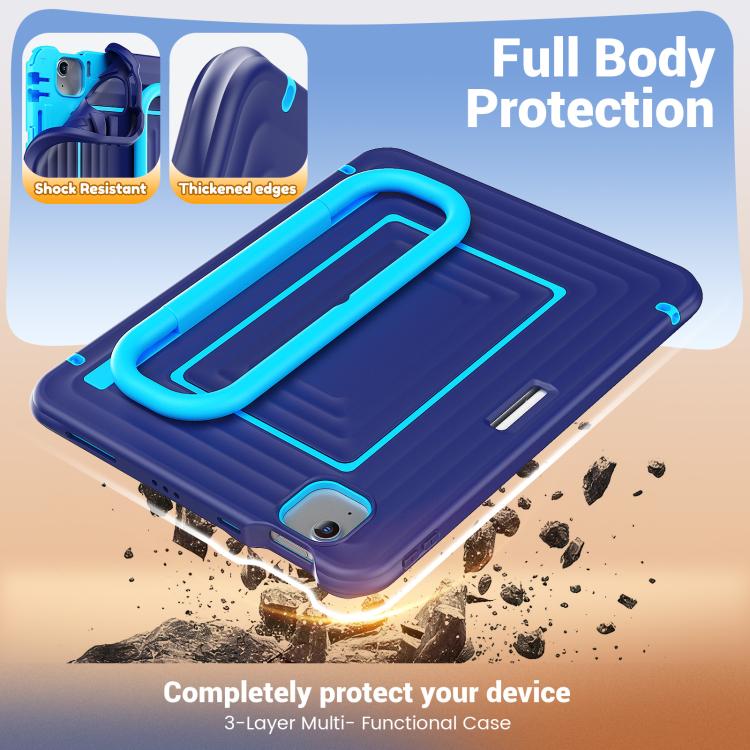 Custodia ibrida in silicone ondulato per PC e tablet con maniglia e tracolla, For iPad Air 11 2026 / 2025 / 2024, For iPad mini 2024 / mini 6