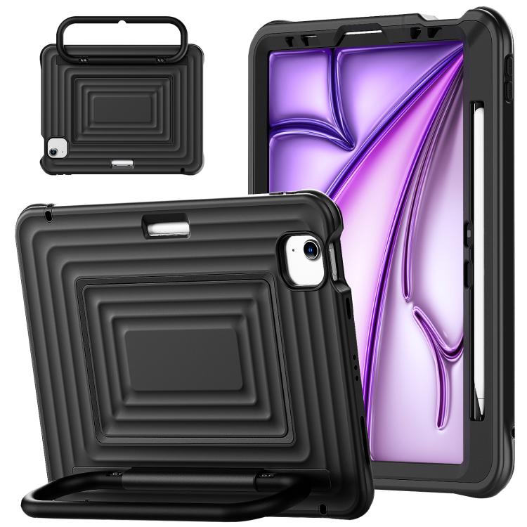Custodia ibrida in silicone ondulato per PC e tablet con maniglia e tracolla, For iPad Air 11 2026 / 2025 / 2024, For iPad mini 2024 / mini 6