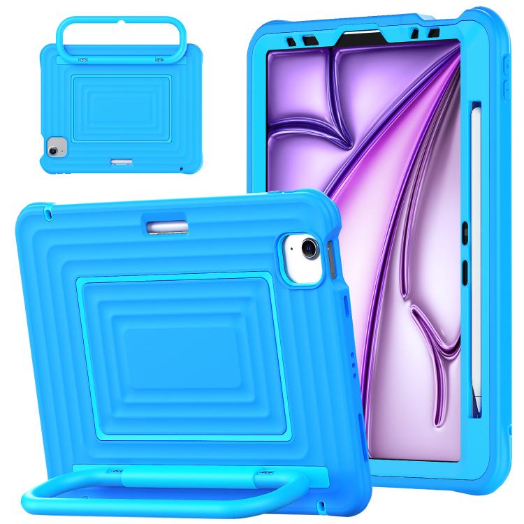 Custodia ibrida in silicone ondulato per PC e tablet con maniglia e tracolla, For iPad Air 11 2026 / 2025 / 2024, For iPad mini 2024 / mini 6
