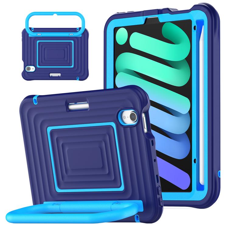 Custodia ibrida in silicone ondulato per PC e tablet con maniglia e tracolla, For iPad Air 11 2026 / 2025 / 2024, For iPad mini 2024 / mini 6