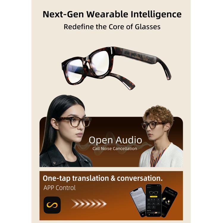 Occhiali intelligenti E06D da 13 MP 1080p 30 FPS con cancellazione del rumore e intelligenza artificiale, con controllo vocale/chiamate.