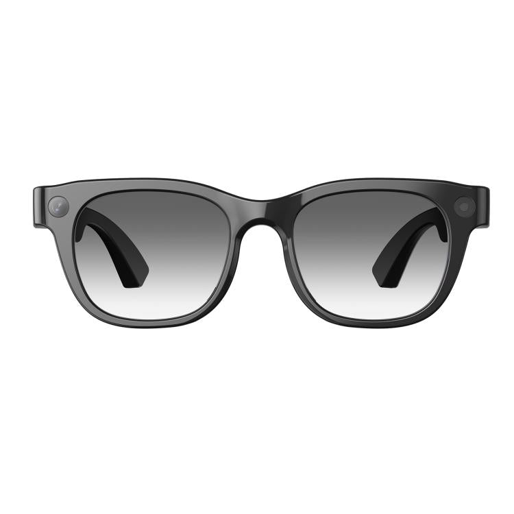 Occhiali intelligenti E06S da 13 MP 1080P con doppio altoparlante e intelligenza artificiale, supporto per musica e chiamate.