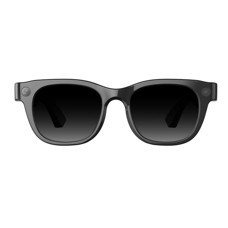 Occhiali intelligenti E06S da 13 MP 1080P con doppio altoparlante e intelligenza artificiale, supporto per musica e chiamate.