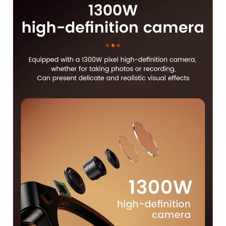Occhiali intelligenti E06S da 13 MP 1080P con doppio altoparlante e intelligenza artificiale, supporto per musica e chiamate.