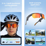 E08 Occhiali intelligenti da ciclismo con intelligenza artificiale, registrazione video a 13 MP, video a 1080p e 30 fps, con controllo vocale e funzione di chiamata.