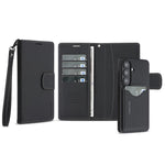 Portafoglio magnetico per telefono in ecopelle con texture effetto litchi retrò e cinturino da polso., For Galaxy S26+ 5G, For Galaxy S26 Ultra 5G, For Galaxy S26 5G, For Galaxy S25 5G