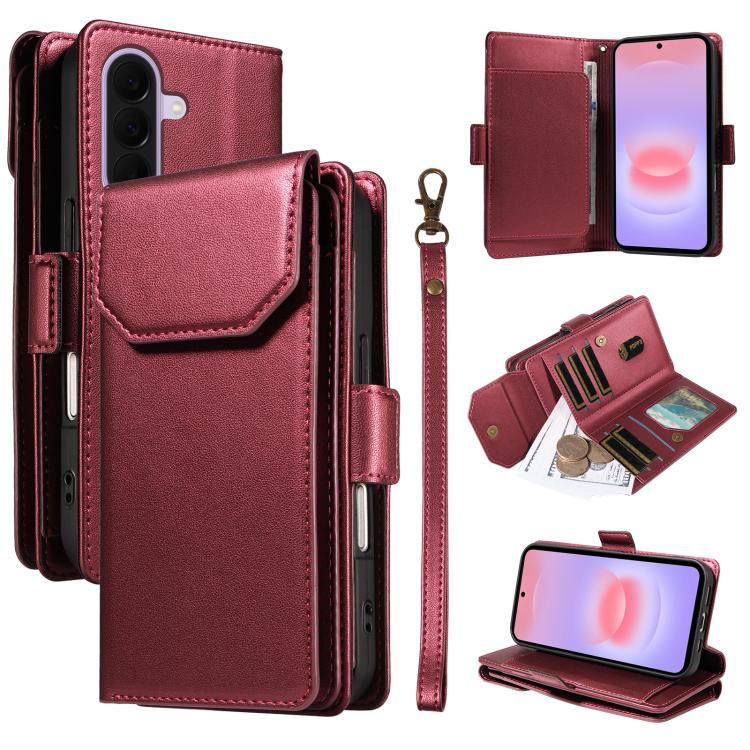Portafoglio multi-carta, custodia in pelle per telefono con cinturino, For Galaxy A27 5G