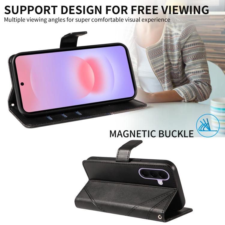Custodia per telefono in pelle con cuciture a diamante, For Galaxy A27 5G