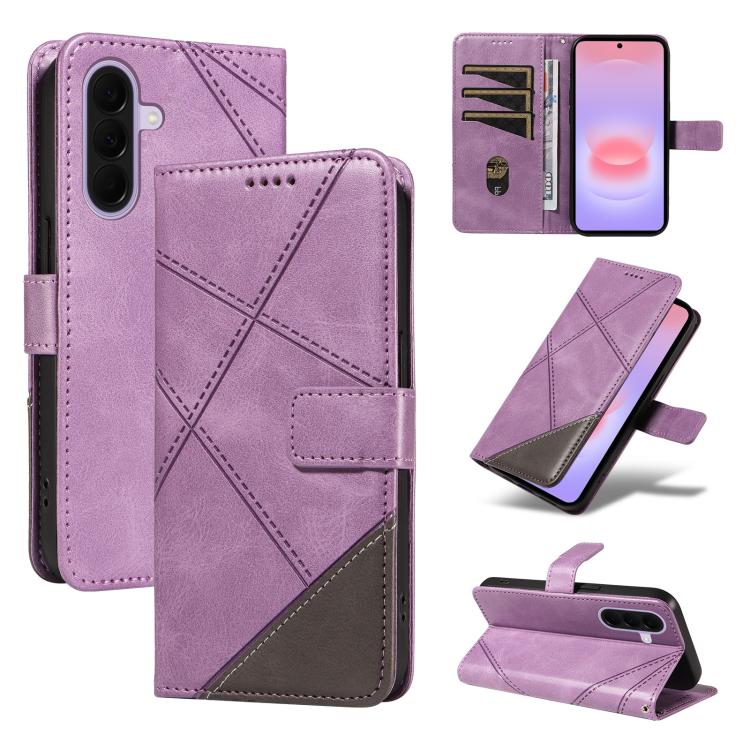 Custodia per telefono in pelle con cuciture a diamante, For Galaxy A27 5G