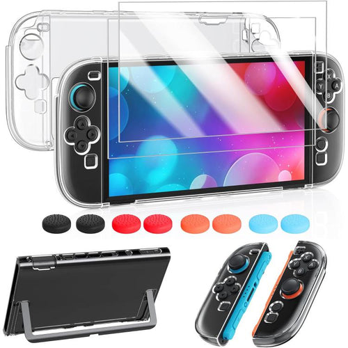 Set di custodia in policarbonato separabile, pellicola protettiva in vetro temperato e copri joystick XDcase., For Nintendo Switch 2, For Nintendo Switch OLED, For Nintendo Switch