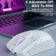 Mouse da gioco wireless SOLAKAKA SM600 con design cavo e illuminazione RGB a tre modalità.