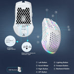 Mouse da gioco wireless SOLAKAKA SM600 con design cavo e illuminazione RGB a tre modalità.