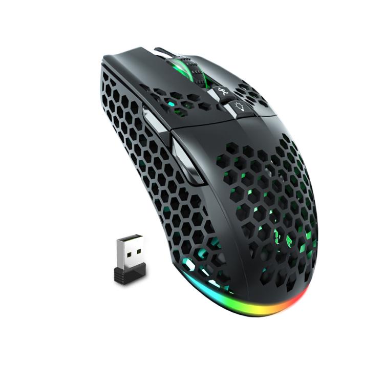 Mouse da gioco wireless SOLAKAKA SM600 con design cavo e illuminazione RGB a tre modalità.