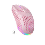 Mouse da gioco wireless SOLAKAKA SM600 con design cavo e illuminazione RGB a tre modalità.