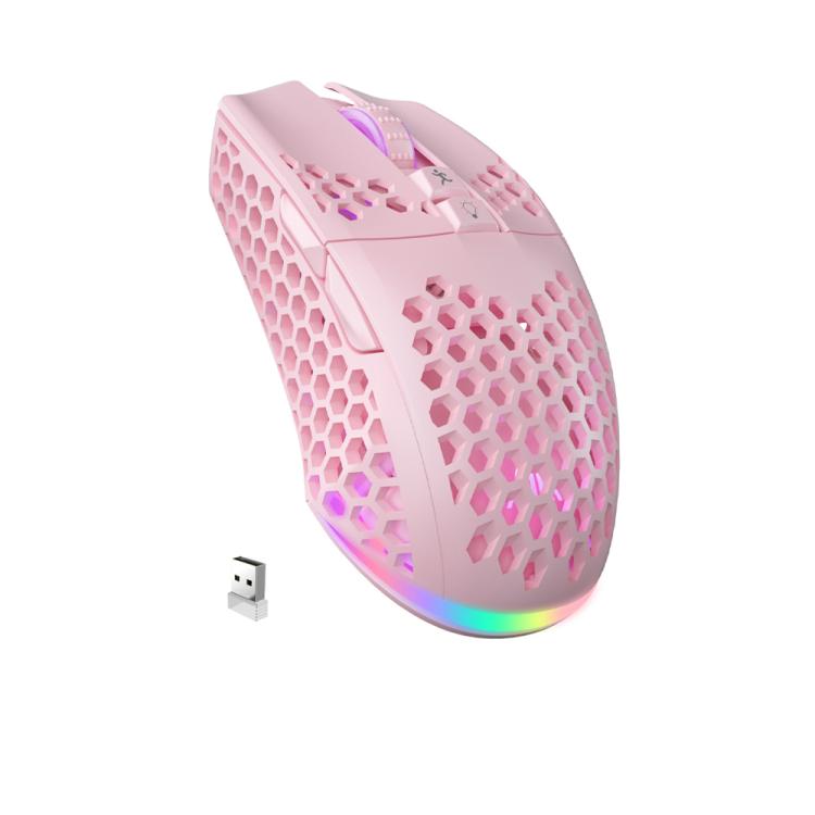 Mouse da gioco wireless SOLAKAKA SM600 con design cavo e illuminazione RGB a tre modalità.