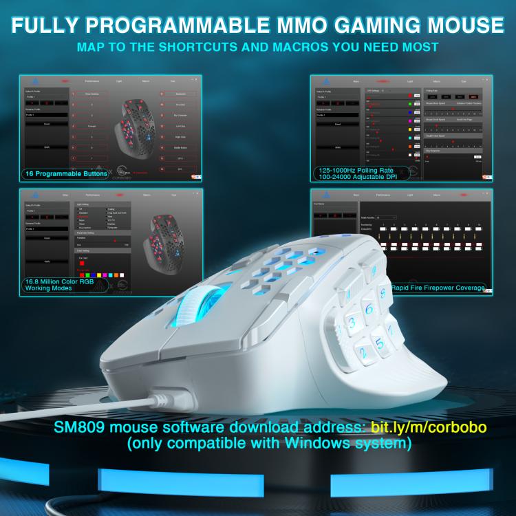 Mouse MMO cablato SOLAKAK SM809 Honeycomb RGB