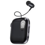 Auricolare Bluetooth lavalier QRSC-K91 AI Edition con display digitale a LED e cavo retrattile da 32 cm.